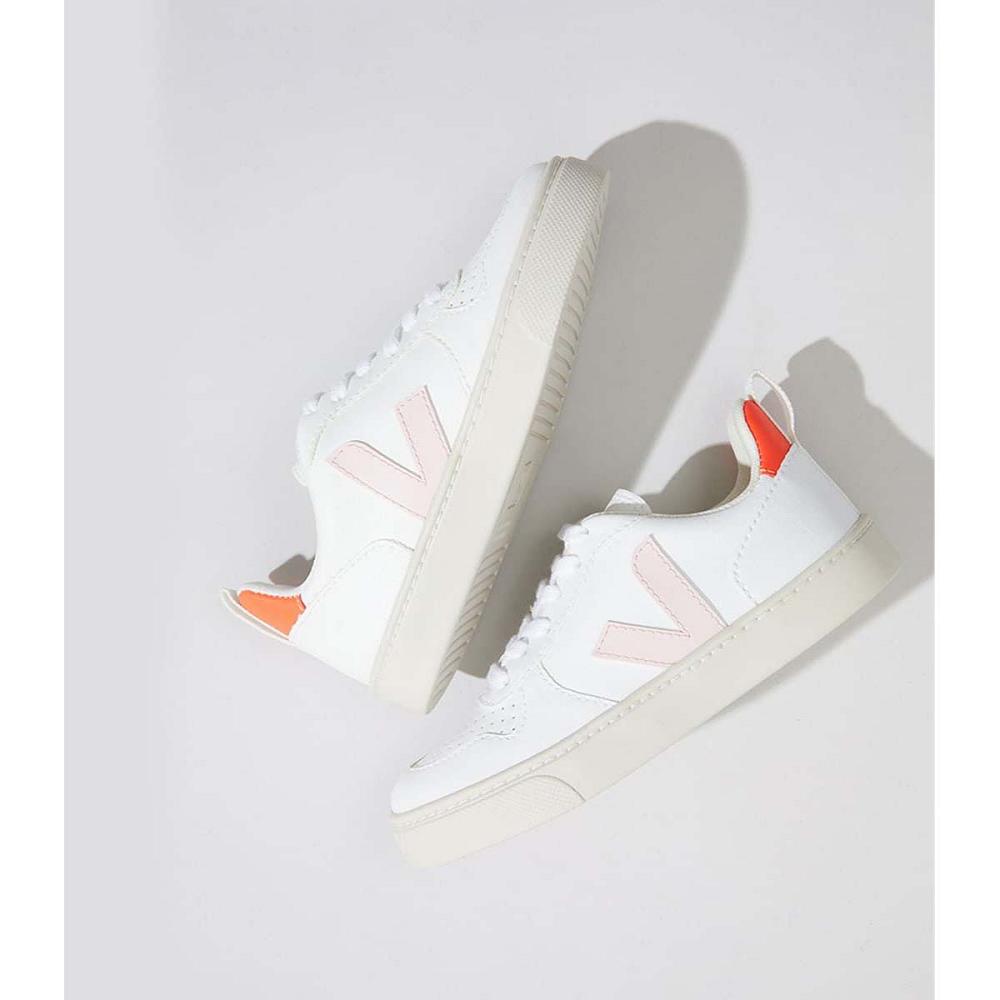 Veja V-10 LACE CWL Kids' Shoes White/Orange | NZ 790EBC